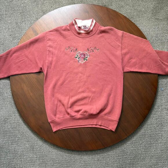 Top Stitch by Morning Sun Sweater Vintage Style Floral Pink Women's Size Small P - Picture 1 of 8